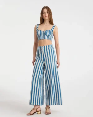 Matching Sets | Shorts & Pants | Emporio Sirenuse Adele Trousers in Ikat Stripes Print Blue