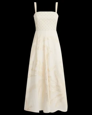 Dresses | Emporio Sirenuse Anabel Dress with Palm Embroidery White