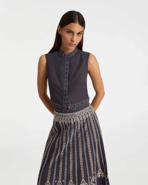 Matching Sets | Blouses & Tops | Emporio Sirenuse Aura Top with Calliope Embroidery Blue