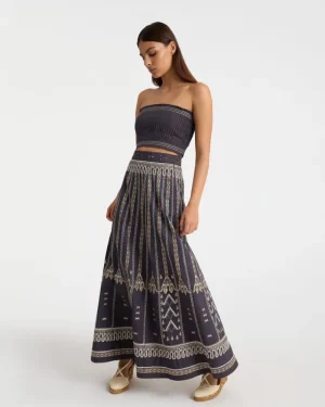 Matching Sets | Skirts | Emporio Sirenuse Camille Skirt with Calliope Embroidery Blue