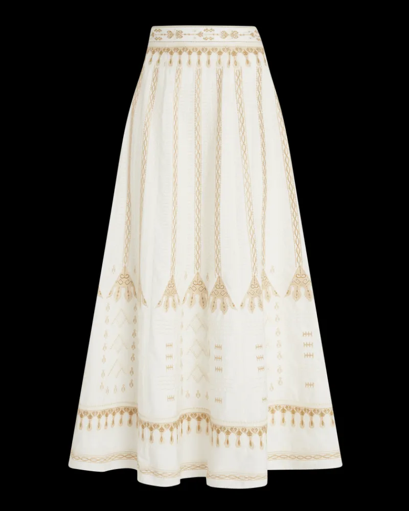 Matching Sets | Skirts | Emporio Sirenuse Camille Skirt with Calliope Embroidery White