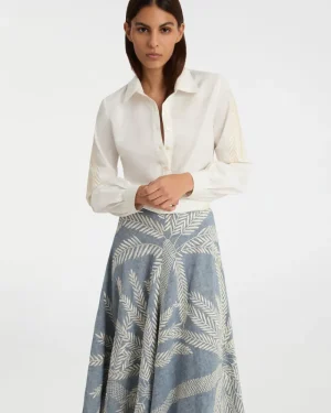 Blouses & Tops | Emporio Sirenuse Carolina Shirt with Palm Embroidery White