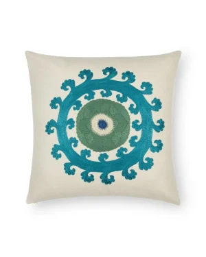 Pillow Cases | Emporio Sirenuse Circle Cushion Cover Turquoise