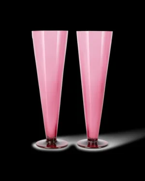 Flutes | Emporio Sirenuse Coloured Champagne Flute Set of 2 Pink