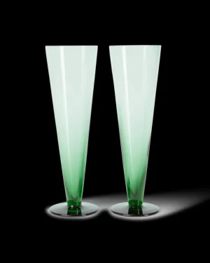 Flutes | Emporio Sirenuse Coloured Champagne Flute Set of 2 Green