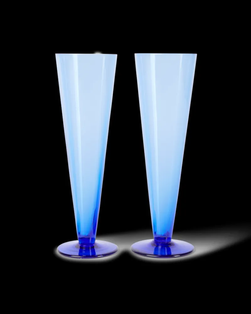 Flutes | Emporio Sirenuse Coloured Champagne Flute Set of 2 Blue