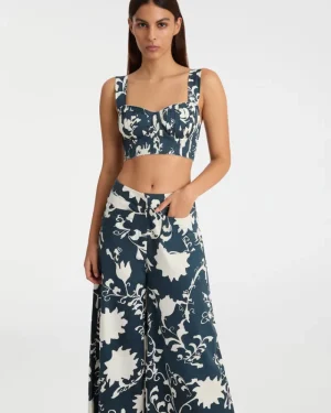 Matching Sets | Blouses & Tops | Emporio Sirenuse Dalia Top in Flower Screen Print Blue