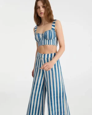 Matching Sets | Blouses & Tops | Emporio Sirenuse Dalia Top in Ikat Stripes Print Blue