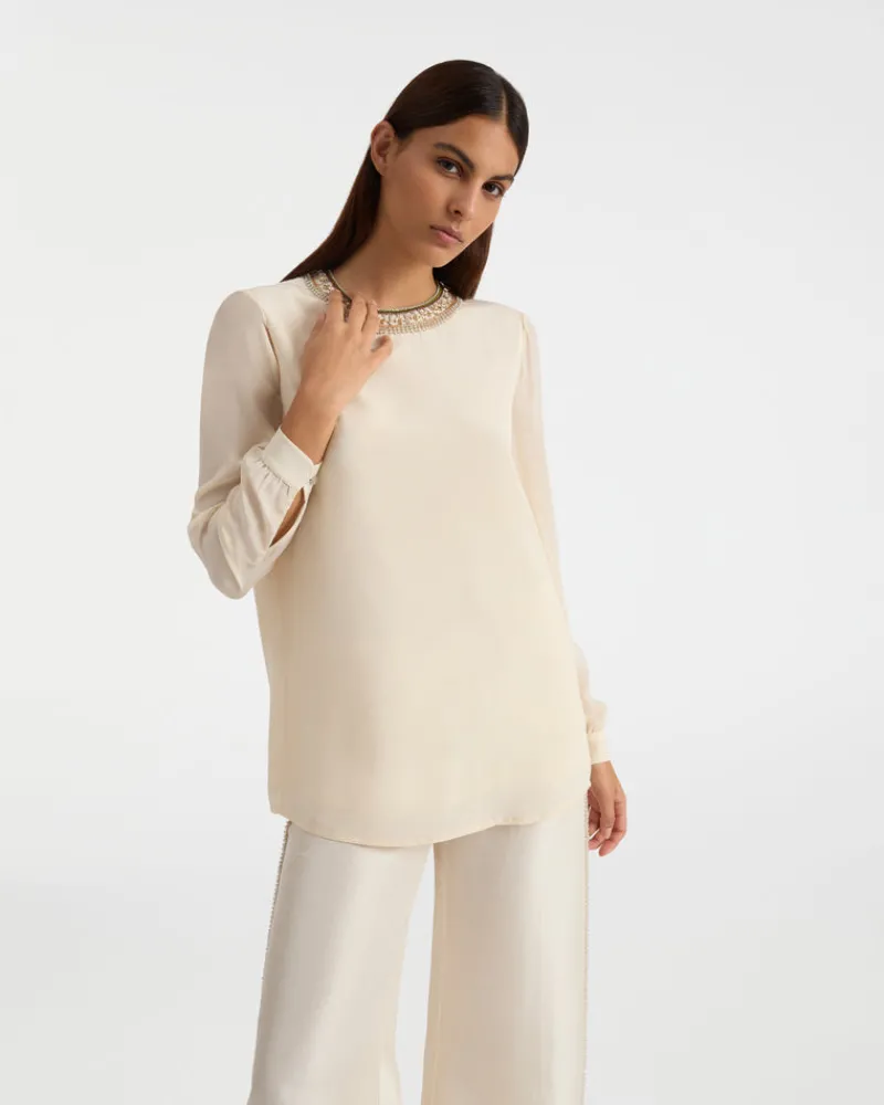 Blouses & Tops | Emporio Sirenuse Etta Blouse with Embroidery Beads Ivory