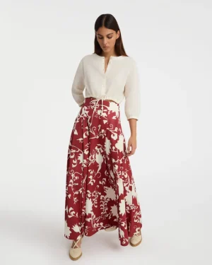 Skirts | Emporio Sirenuse Flaminia Skirt in Flower Screen Print AntiqueRose