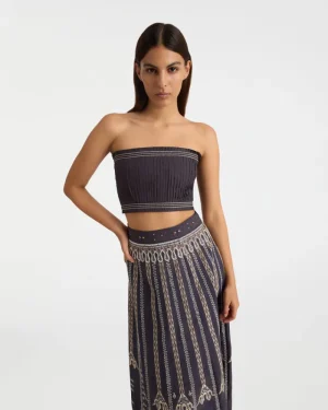 Matching Sets | Blouses & Tops | Emporio Sirenuse Flavia Top with Calliope Embroidery Blue