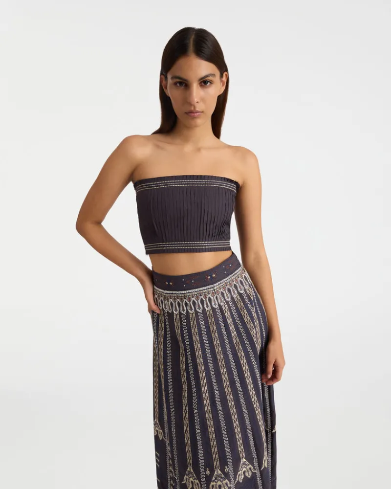 Matching Sets | Blouses & Tops | Emporio Sirenuse Flavia Top with Calliope Embroidery Blue