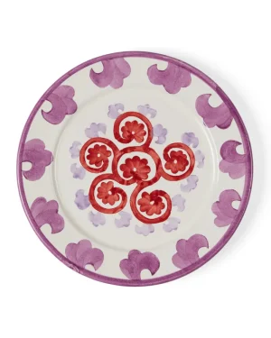 Suzani | Charger Plates | Emporio Sirenuse Flower Charger Plate WhitePurple