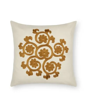 Pillow Cases | Emporio Sirenuse Flower Cushion Cover Mustard