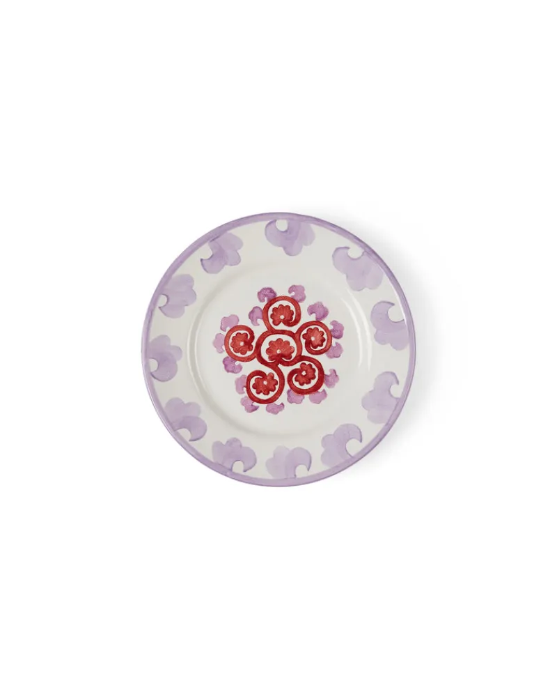 Suzani | Dessert Plates | Emporio Sirenuse Flower Dessert Plate WhitePurple