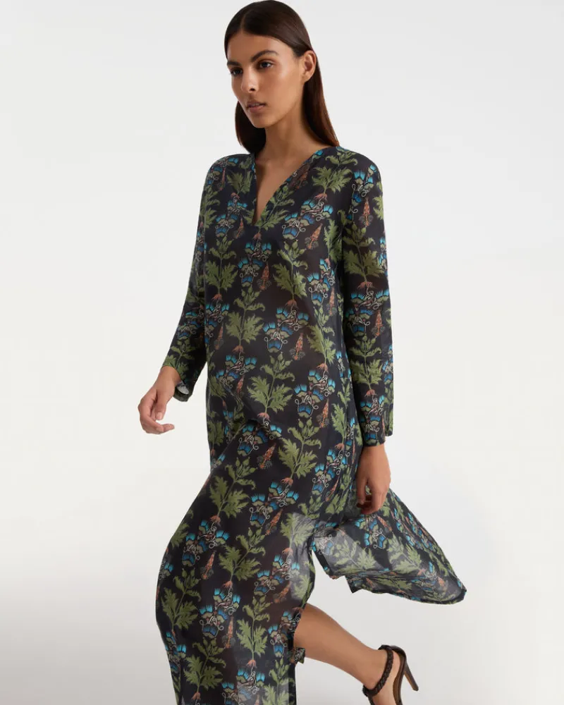 Caftans | Emporio Sirenuse Giada Caftan in Persian Botanic Print Blue