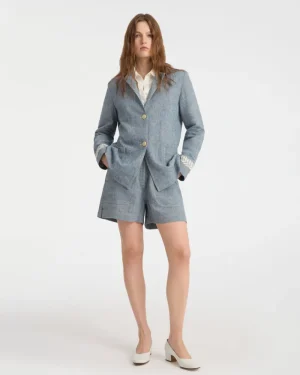 Blouses & Tops | Emporio Sirenuse Grace Jacket with Palm Embroidery Blue