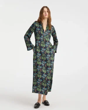 Caftans | Emporio Sirenuse Jenna Caftan in Persian Botanic Print Blue