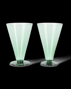Stem Glasses | Emporio Sirenuse Large Coloured Stemmed Glass Set of 2 Green