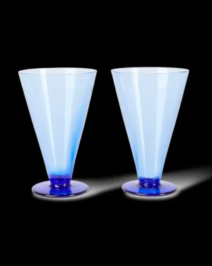 Stem Glasses | Emporio Sirenuse Large Coloured Stemmed Glass Set of 2 Blue