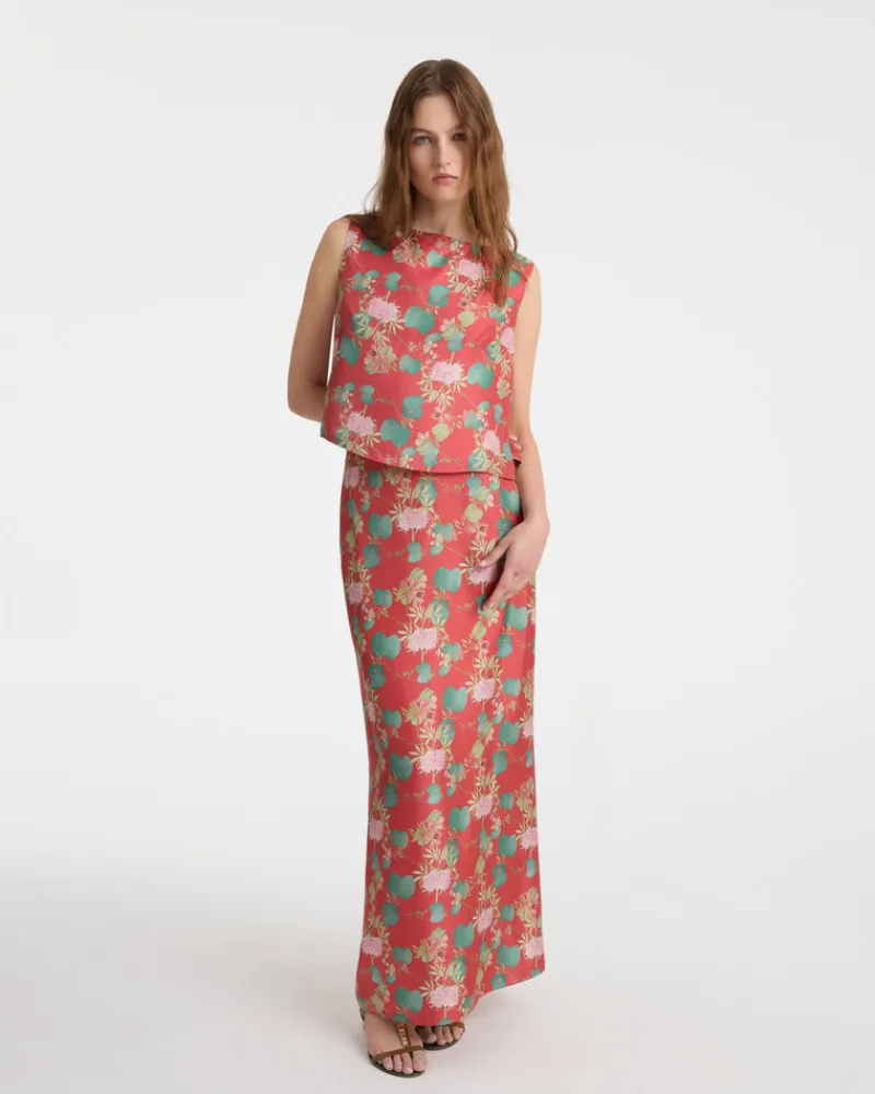 Matching Sets | Skirts | Emporio Sirenuse Laurelle Skirt in Dragonfly Print Burgundy