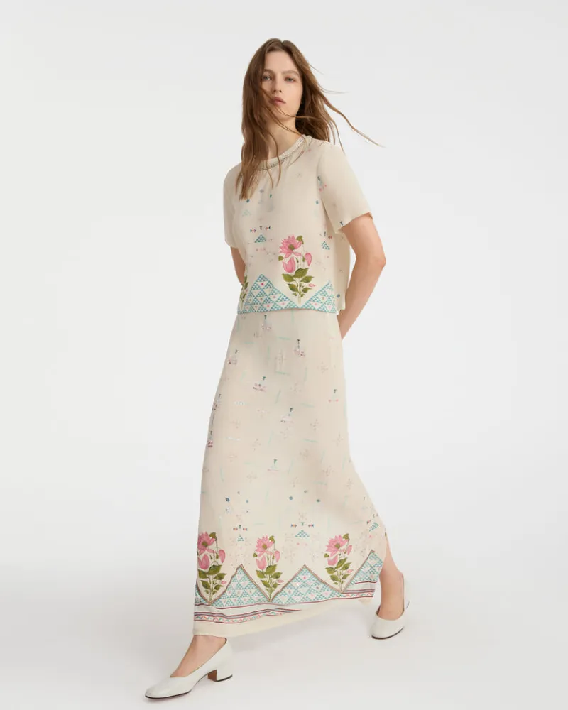 Skirts | Emporio Sirenuse Laurelle Skirt in Indian Rose Print White