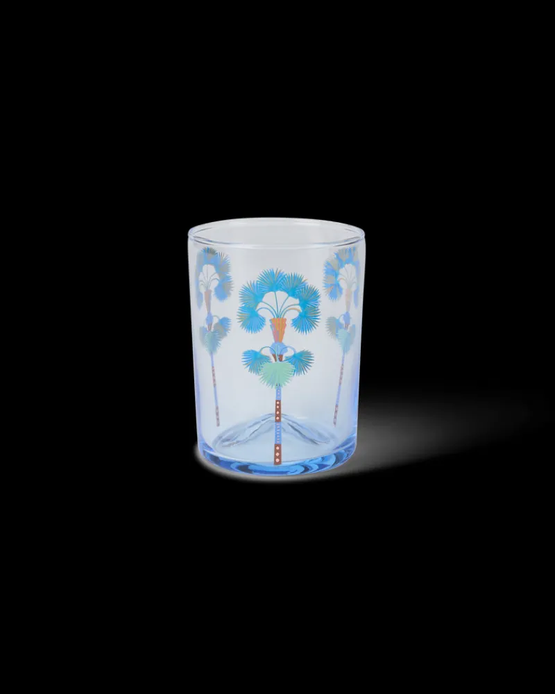 Tumblers | Emporio Sirenuse Palm Tumbler Glass Blue