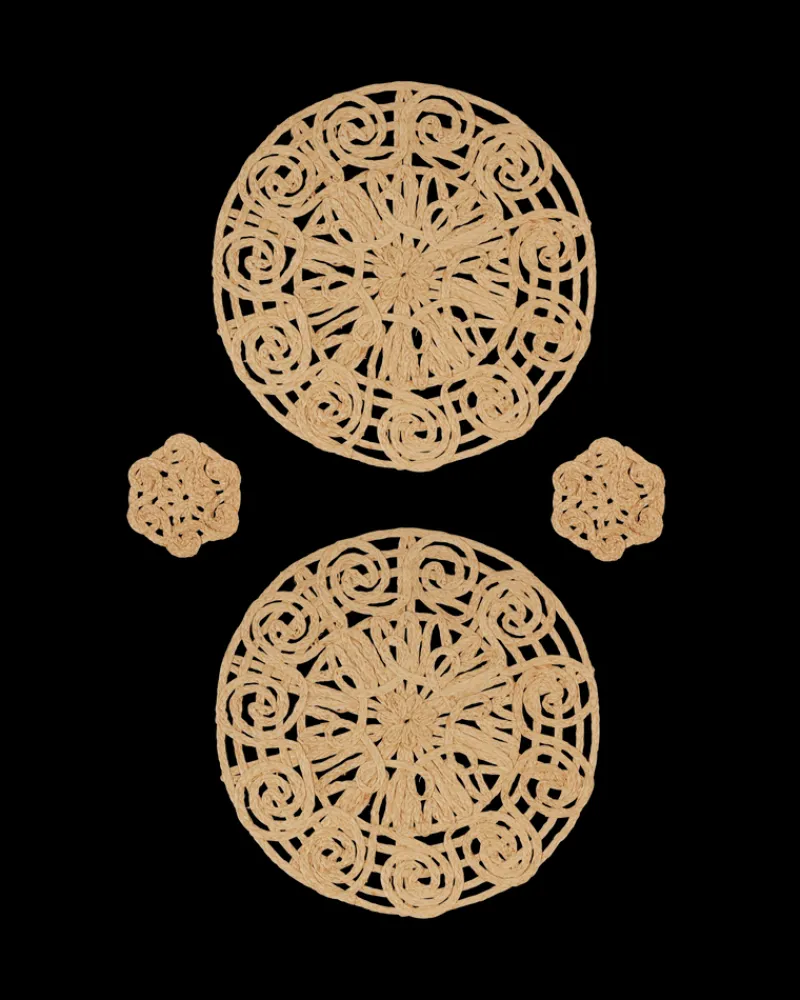 Placemats & Coasters | Emporio Sirenuse Round Placemats and Coasters - Set of 2 Natural