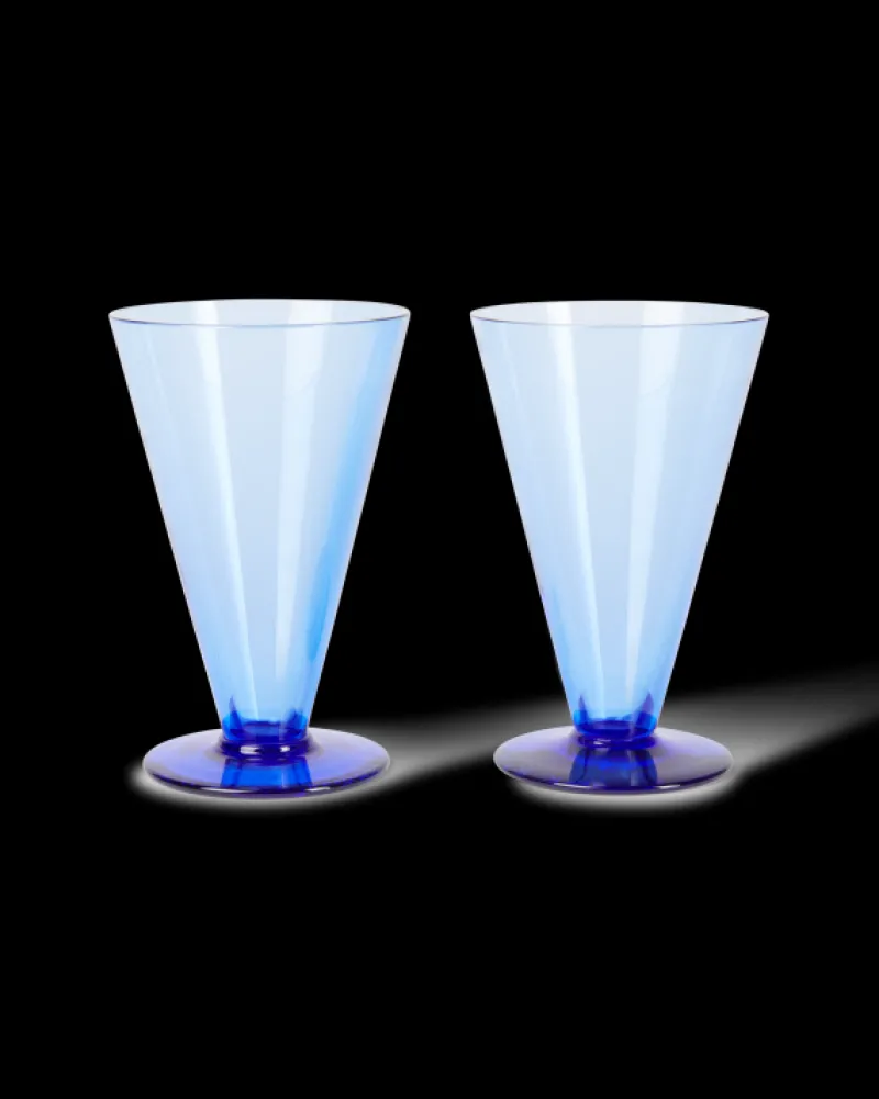 Stem Glasses | Emporio Sirenuse Small Coloured Stemmed Glass Set of 2 Blue