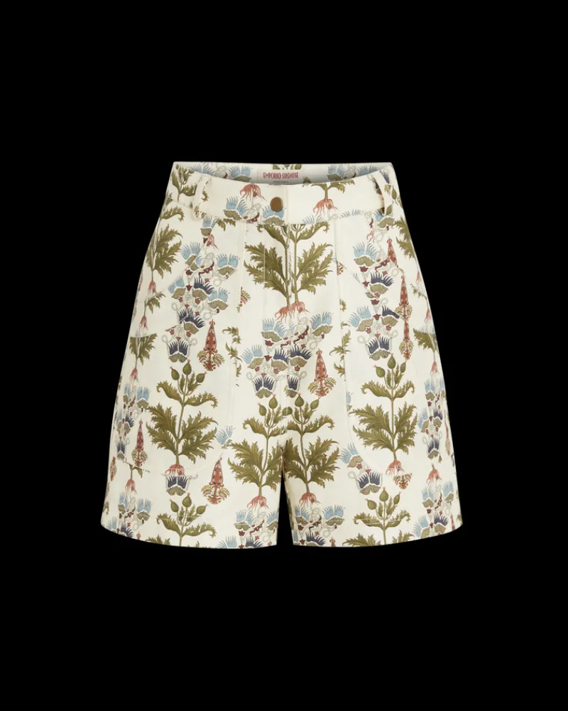 Matching Sets | Shorts & Pants | Emporio Sirenuse Teia Shorts in Persian Botanic Print Ivory