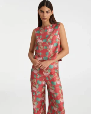 Matching Sets | Blouses & Tops | Emporio Sirenuse Tische Top in Dragonfly Print Burgundy