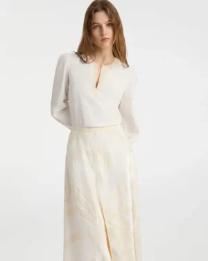 Blouses & Tops | Emporio Sirenuse Vera Shirt with Palm Embroidery White